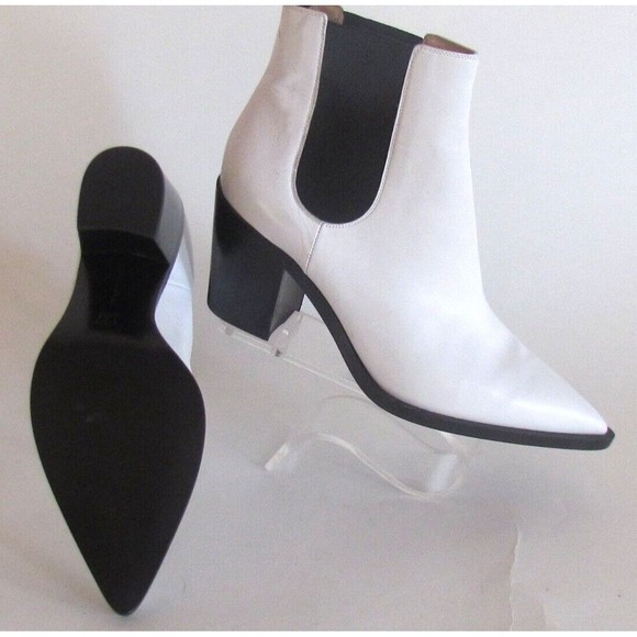 Designer Gianvito Rossi Western Chelsea White Leather Pointed Toe Boots 7.5 M - Picture 5 of 16